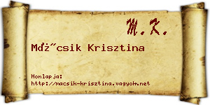Mácsik Krisztina névjegykártya