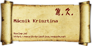 Mácsik Krisztina névjegykártya